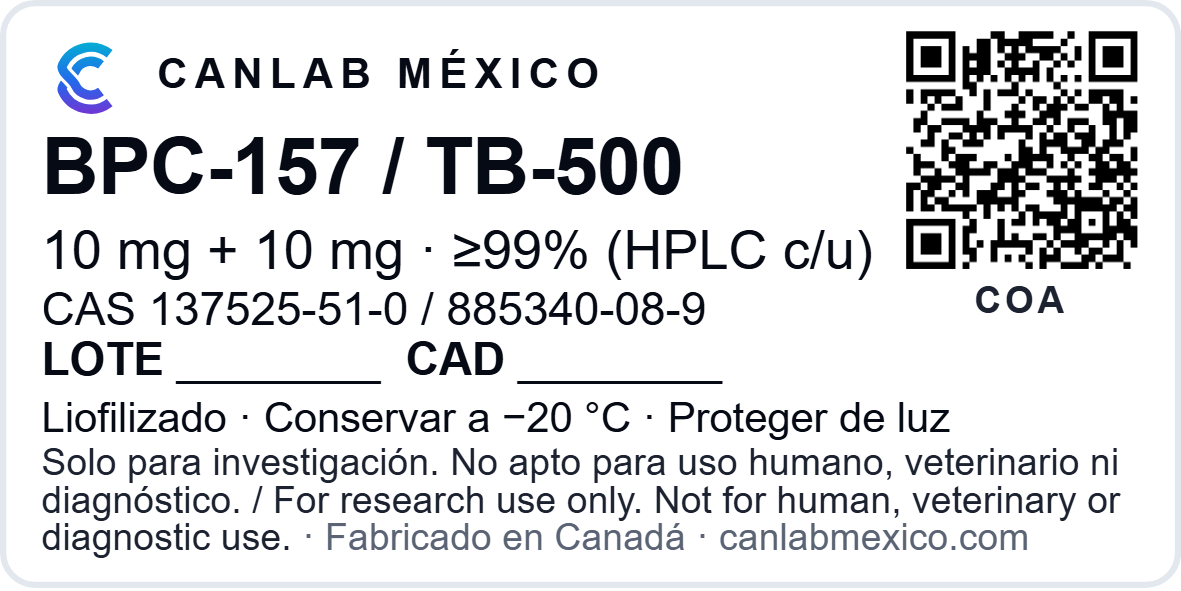 BPC-157 / TB-500 (co-liofilizado) — etiqueta 50 × 25 mm